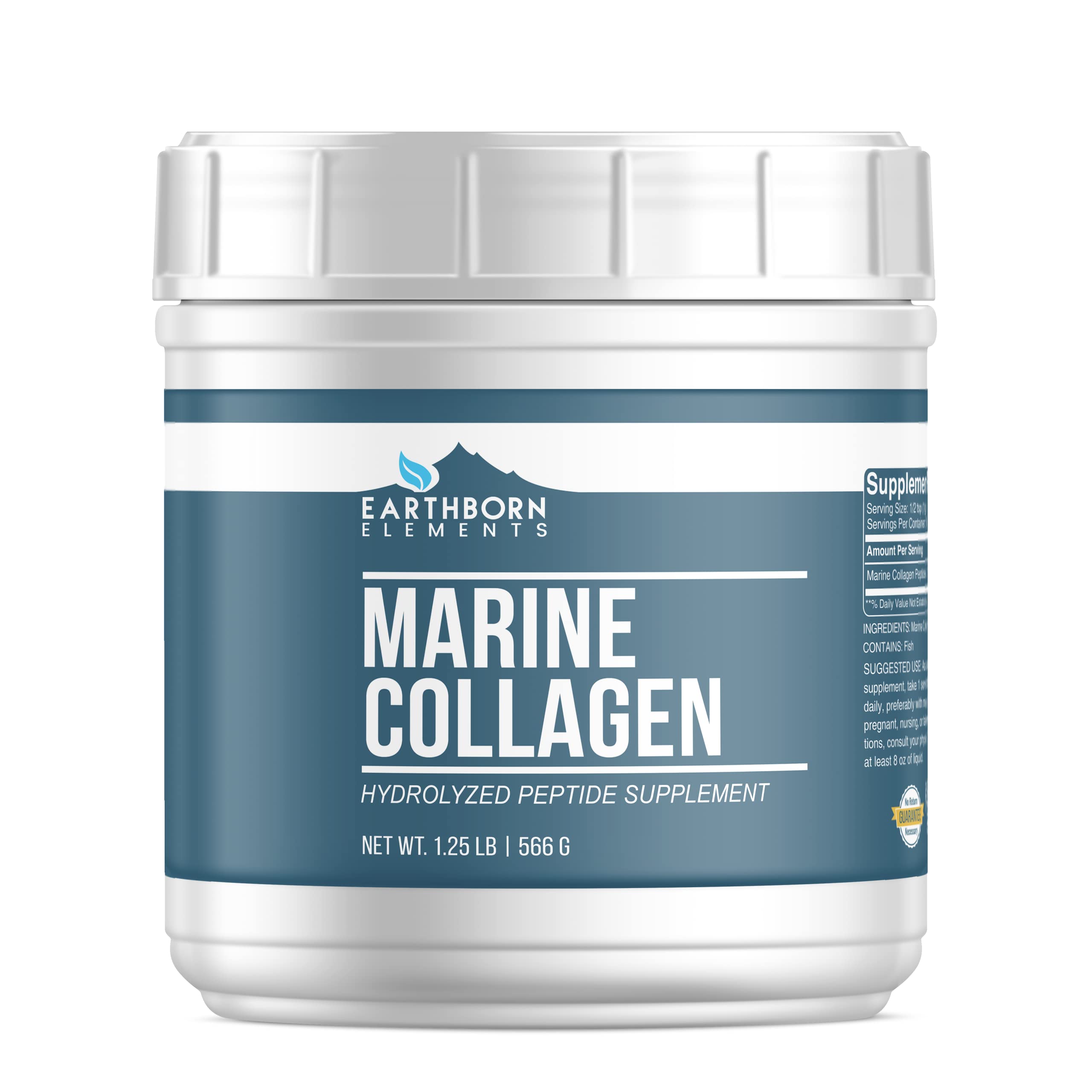 Earthborn Elements Hydrolyzed Marine Collagen Peptides Powder 1.25 lb, Pure & Undiluted, Dietary Supplement