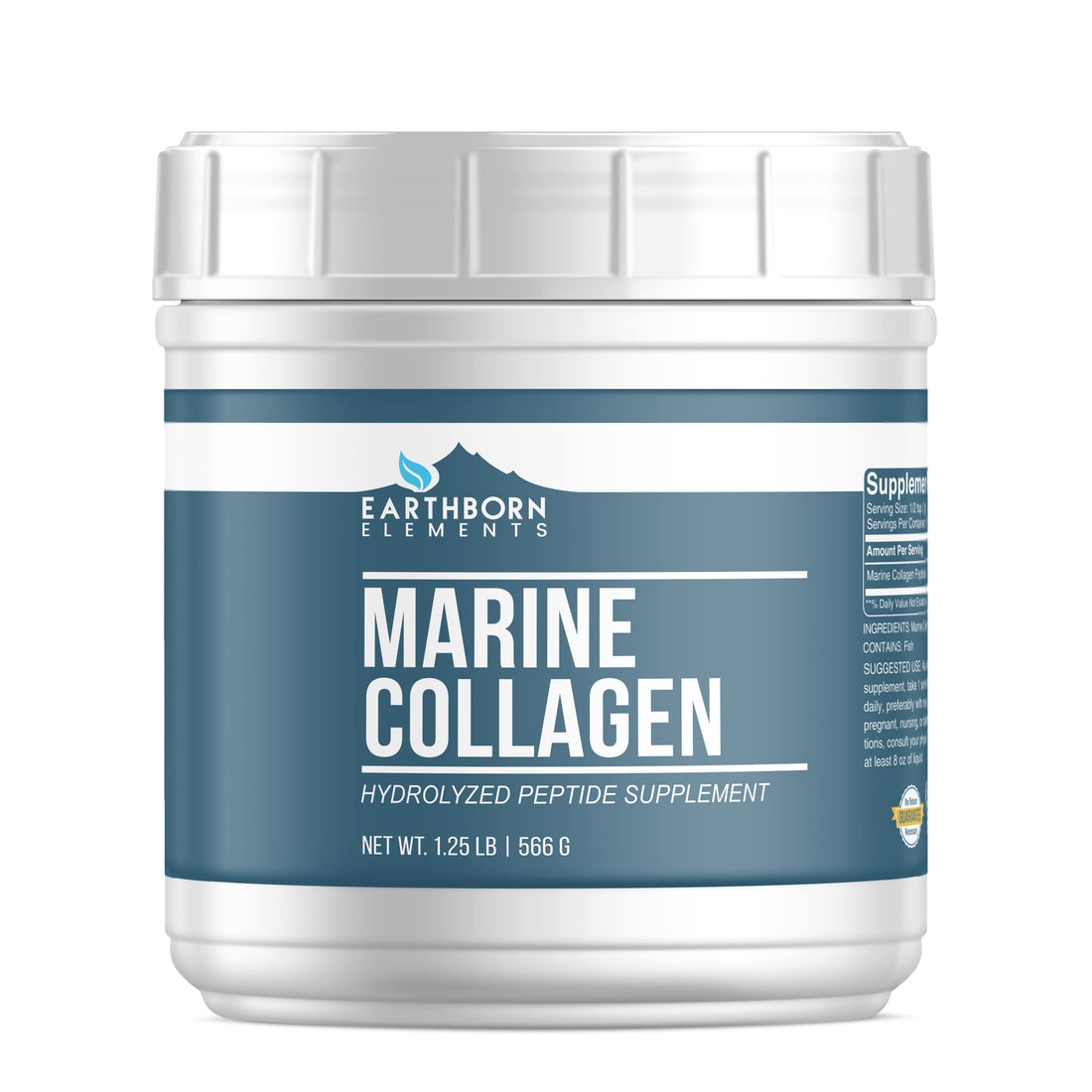 Earthborn Elements Hydrolyzed Marine Collagen Peptides Powder 1.25 lb, Pure & Undiluted, Dietary Supplement