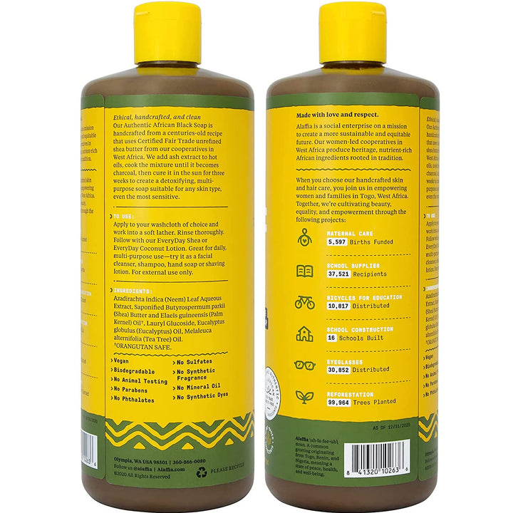 Alaffia - Authentic African Black Soap, Eucalyptus Tea Tree, 32 Ounces