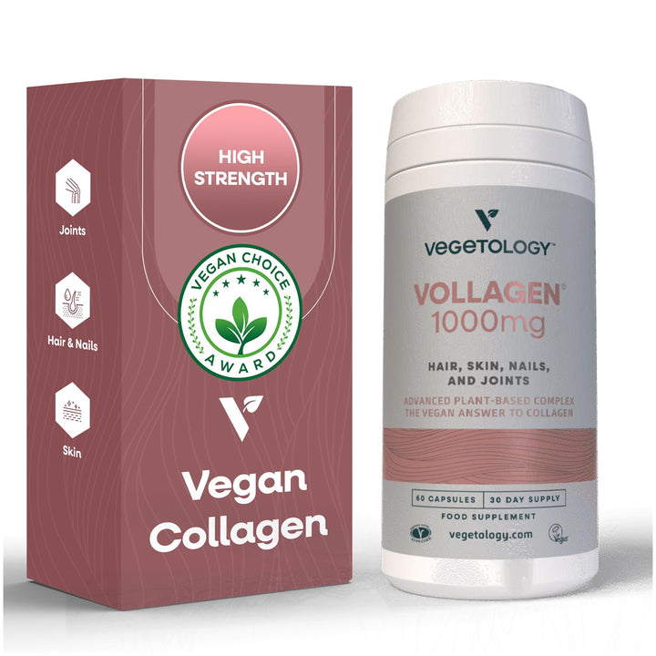 VEGETOLOGY Vollagen Plant Based Complex – Plant Based Protein Alternative to Collagen – Amazing Hair Skin Nails Supplement – Delivers a Complex of Amino Acids (1000 mg - 60 Tablets)