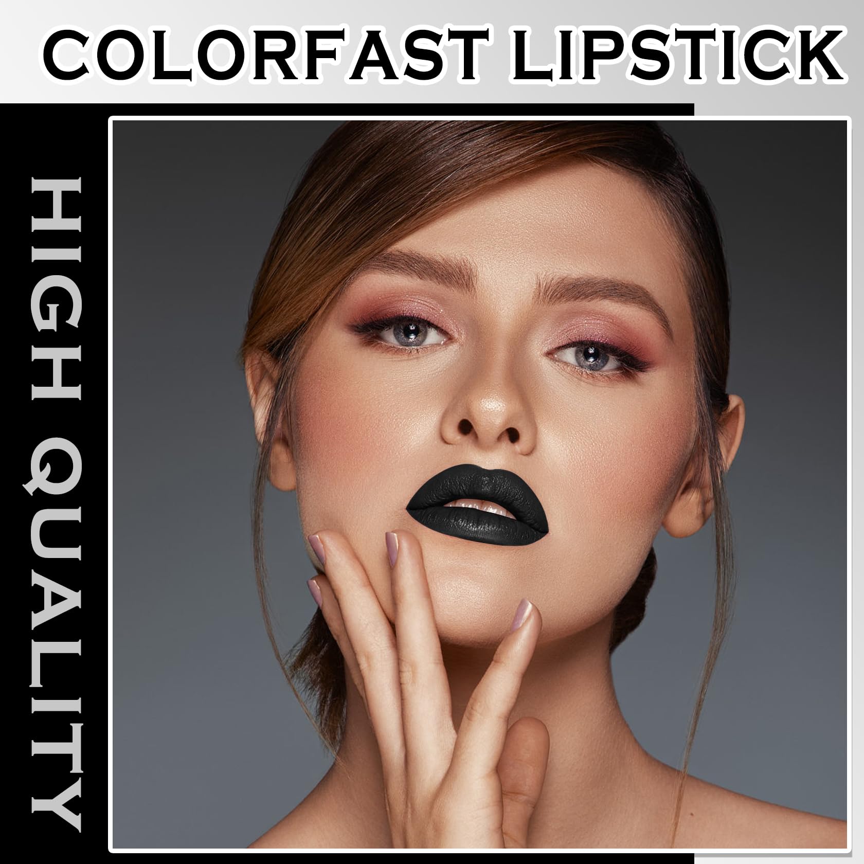 ZHISHUDL Matte Black Lipstick Lip Liner Set Black Liquid Lipstick Lip Tint Stain High Pigmented Black Lip Liner and Lip Gloss Set for Halloween Christmas Cosplay Goth Makeup
