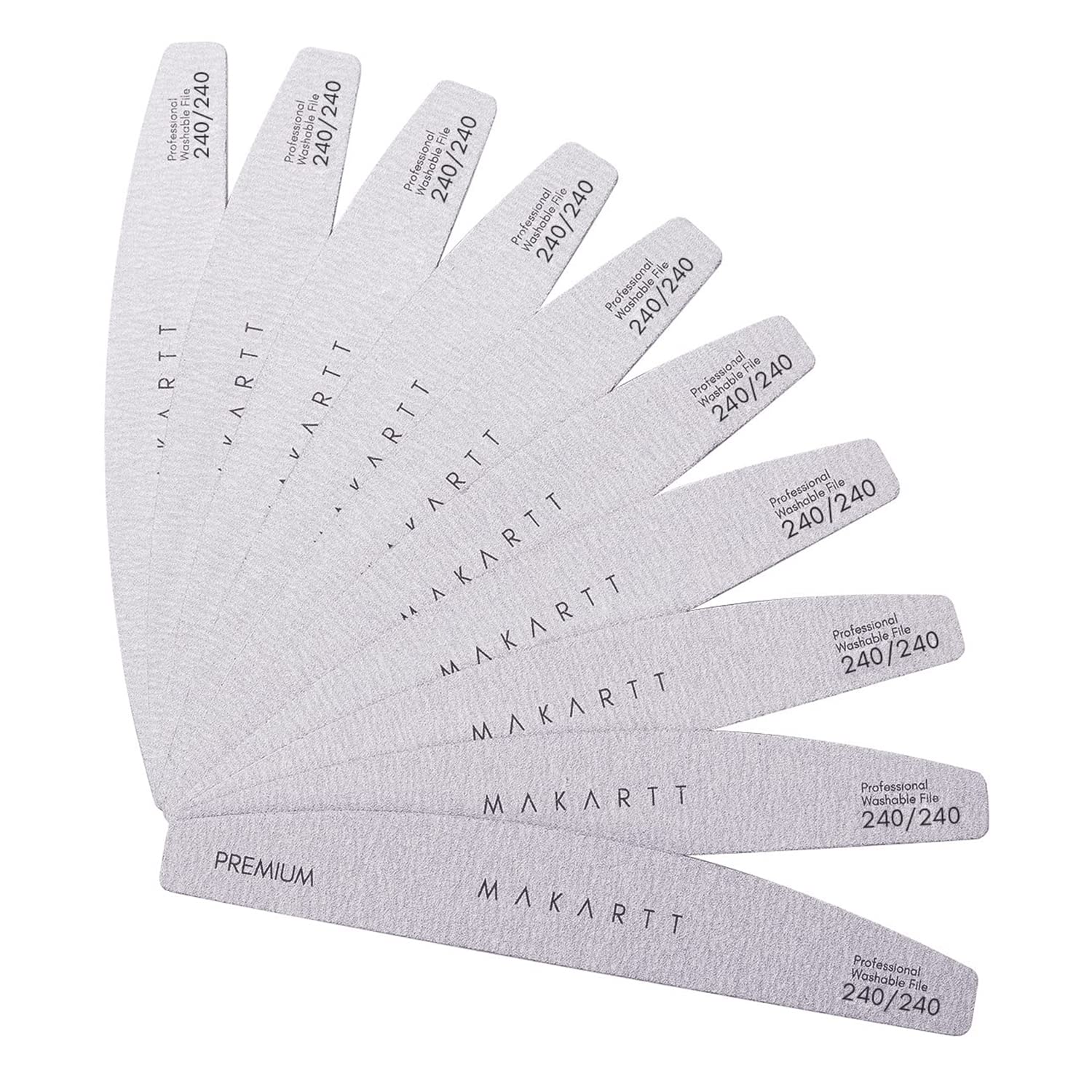 Makartt Nail File: 240 240 Grit Emery Boards for Nails, 10pcs Ultra-Fine Filer Kit for a Shiny Finish Zebra Doubled Sides Washable Manicure Pedicure Tools