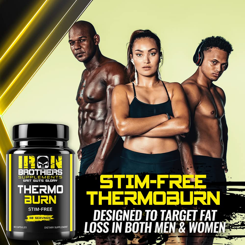 Iron Brothers Supplements Stimulant Free Fat Burners for Women and Men – Weight Loss - Non Stim Thermogenic Fat Burner – Dietary Supplement – Metabolism Booster with Cayenne Pepper – 30 Day Supply