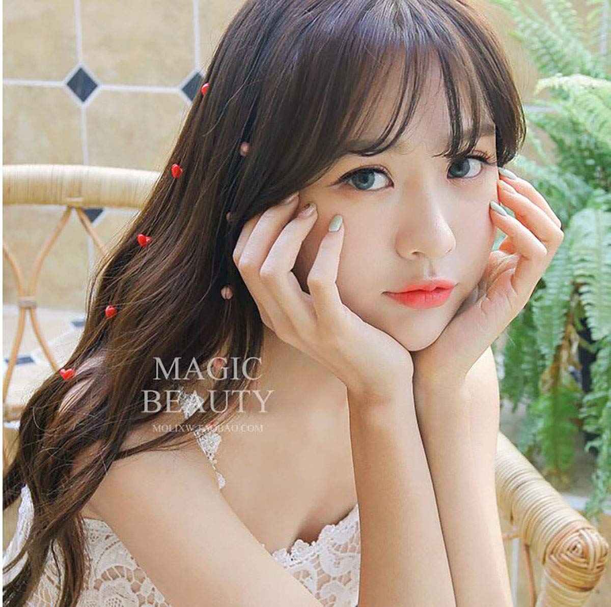 Fodattm 3 Pcs Resin Love Shape Long Hair Decorative Headdress Hair Clip Hair Extensions With Comb Invisible Streamline Hairpin Hair Accessories