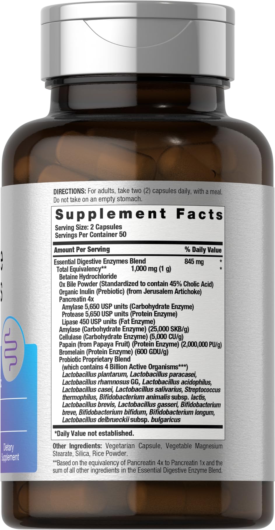 Horbäach Essential Digestive Enzymes | 100 Capsules | Enzyme Blend for Men & Women | Non-GMO & Gluten Free Supplement