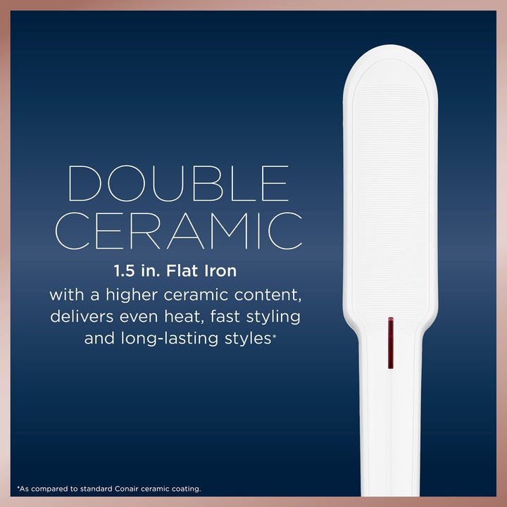 Conair Double Ceramic 11/2 Inch Flat Iron, Corded Electric, White