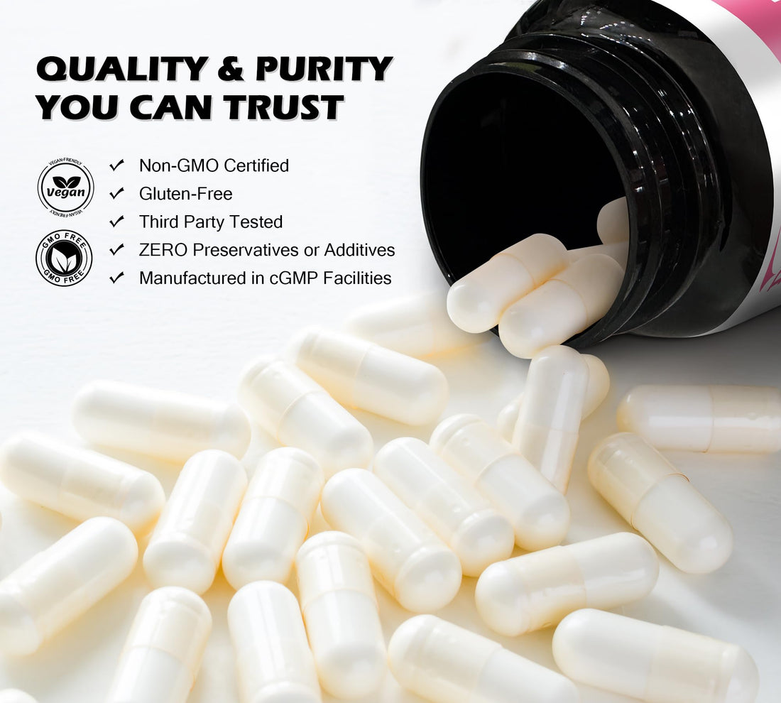 DLNIA Collagen Pills Peptides Types I, II, III, V & X MCG Biotin Keratin Hyaluronic Acid MSM Vitamin A Vitamin C Vitamin E Folic Acid Zinc Magnesium with Grape Seed Extract, Quercetin