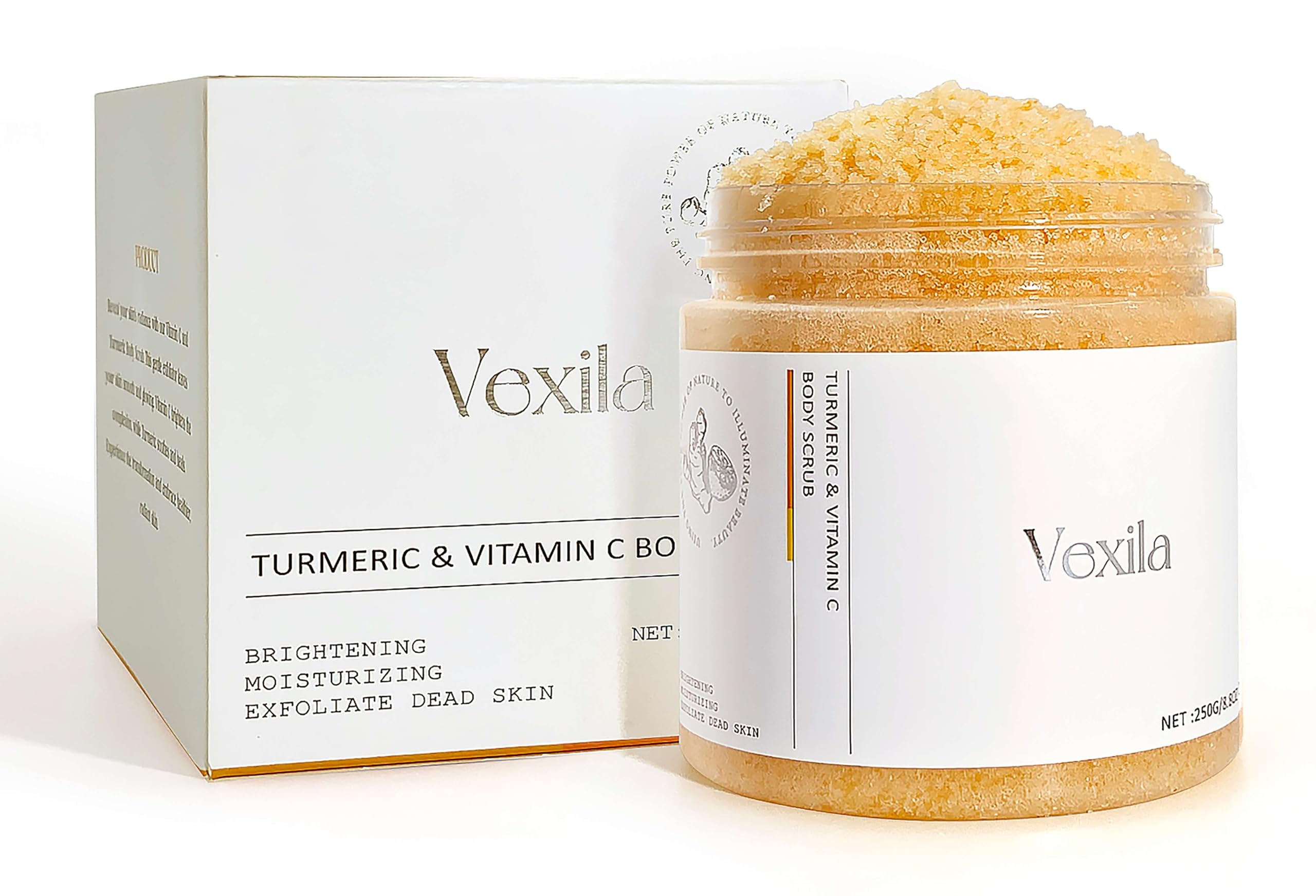 Turmeric & Vitamin C Body Scrubs For Women - All Natural Turmeric Scrub - Moisturizing, and Exfoliating, Body, Face, Foot, Hand Scrub, Nourishes Skin, Deep Cleansing (8.8 Ounce Pack of 1)