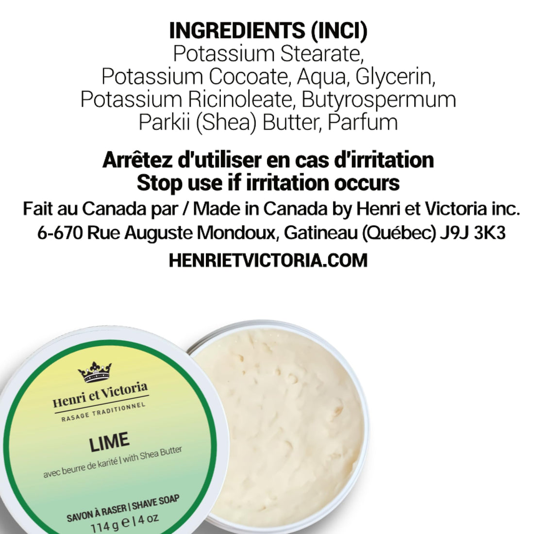 Lime Shaving Soap | Henri Et Victoria Shaving Cream For Men |Moisturizing, Ultra Glide, Cushioning, Easy Lather, Prevent Razor Burn And Dry Skin | 114 G (4 Oz)