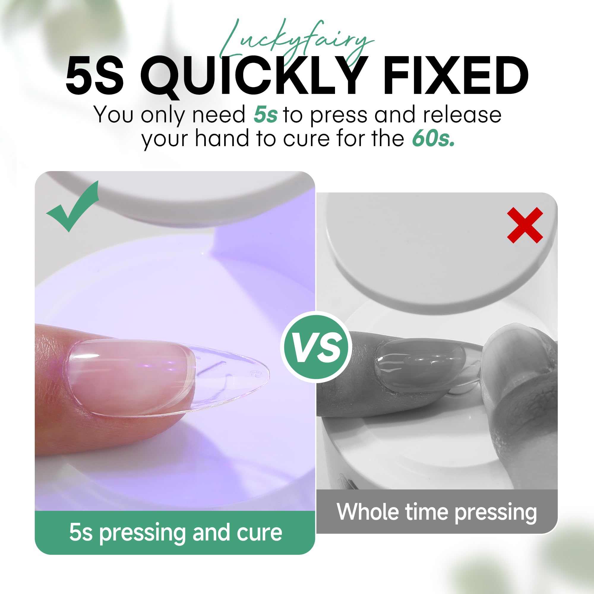 Luckyfairy Nail Glue Gel for Nail Tips, Super Strong Solid Gel Glue U V Cured Needed, 15ml Soak Off Soft Adhesive Bonding for Acrylic Nails, Nails Extension Fake Nails