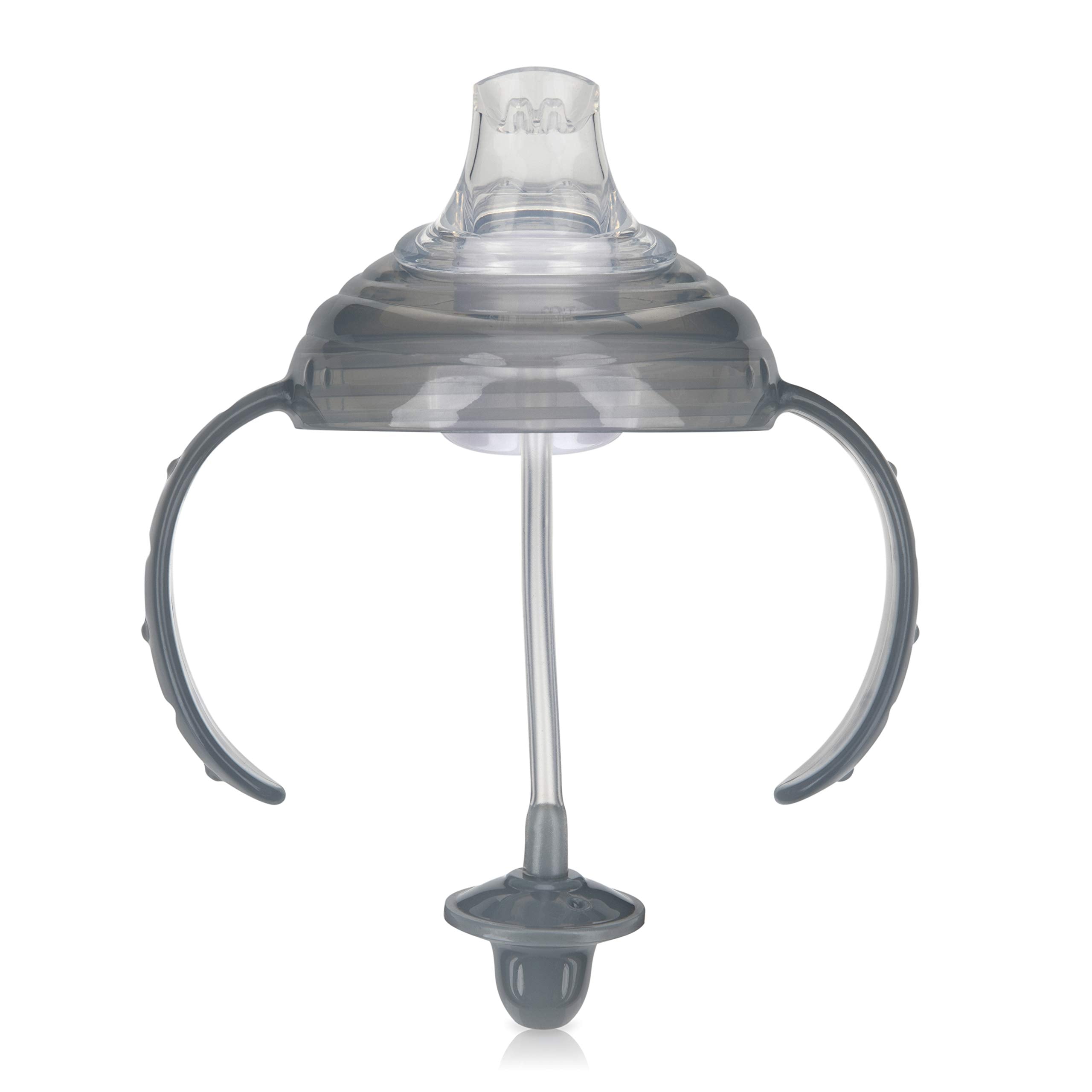 Nuby Twin Handle 360 Grip N' Sip 8oz Tritan Cup with Hygienic Cover, Grey,1 Count (Pack of 1)