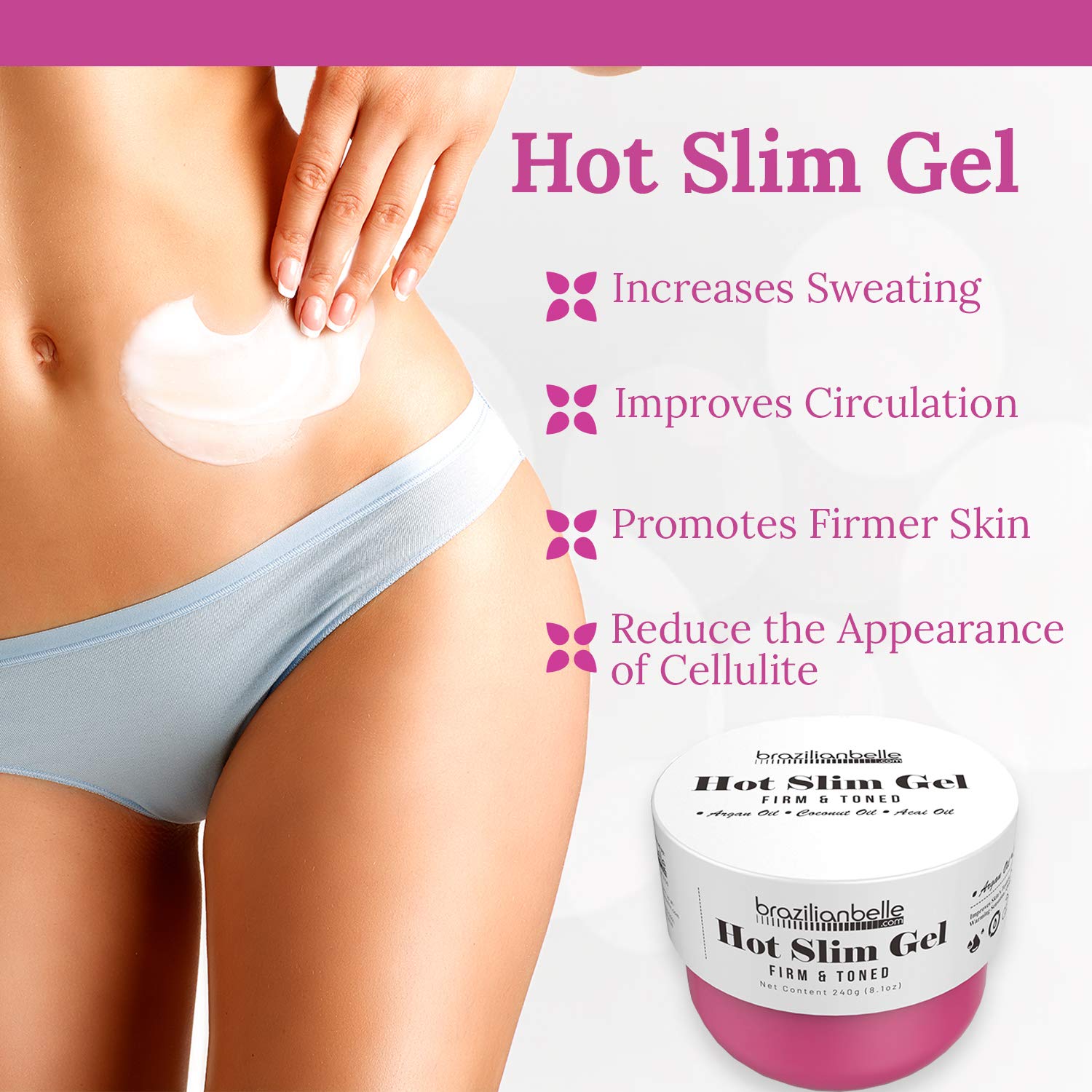 Cellulite Cream Hot Gel with Coconut Oil Extract | Sweat Cream to Helps Firm, Tone, and Tighten Skin and Reduce Appearance of Cellulite | 8.1Oz