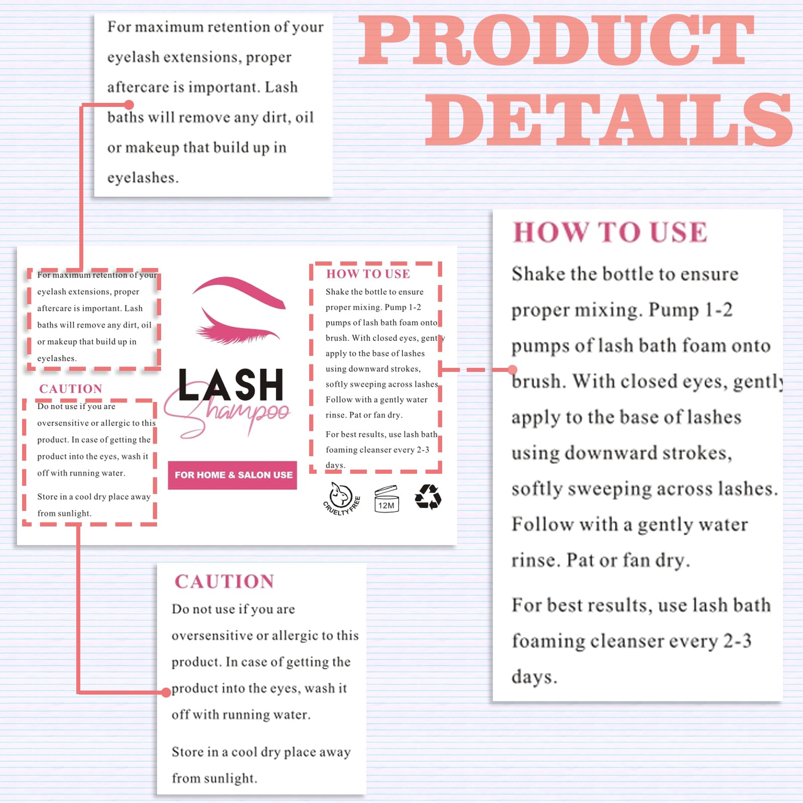 50PCS Lash Shampoo Label Stickers for Bottle, Lash Extension Stickers for Foam Pump Bottle Lash Bath Wash Label Personalised Stickers (C)
