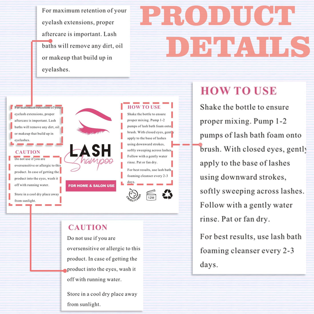 50PCS Lash Shampoo Label Stickers for Bottle, Lash Extension Stickers for Foam Pump Bottle Lash Bath Wash Label Personalised Stickers (C)