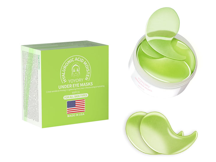 YOYORY Under Eye Patches - Eye Gel Masks for Wrinkles, Dark Circles, Puffy Eyes, Fine Lines, Eye Bags Treatment with Hyaluronic Acid Collagen, Moisturizing Hydrating 60 pcs,Green
