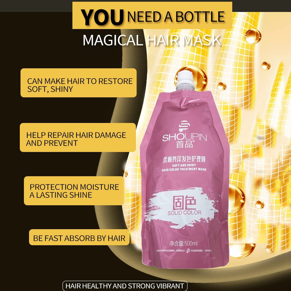 YIZHONG Hair Color Treatment Mask Non-Steaming Baking Cream Repair Hair Conditioner no Of Silicone Oil, Easy To Use (500ml)