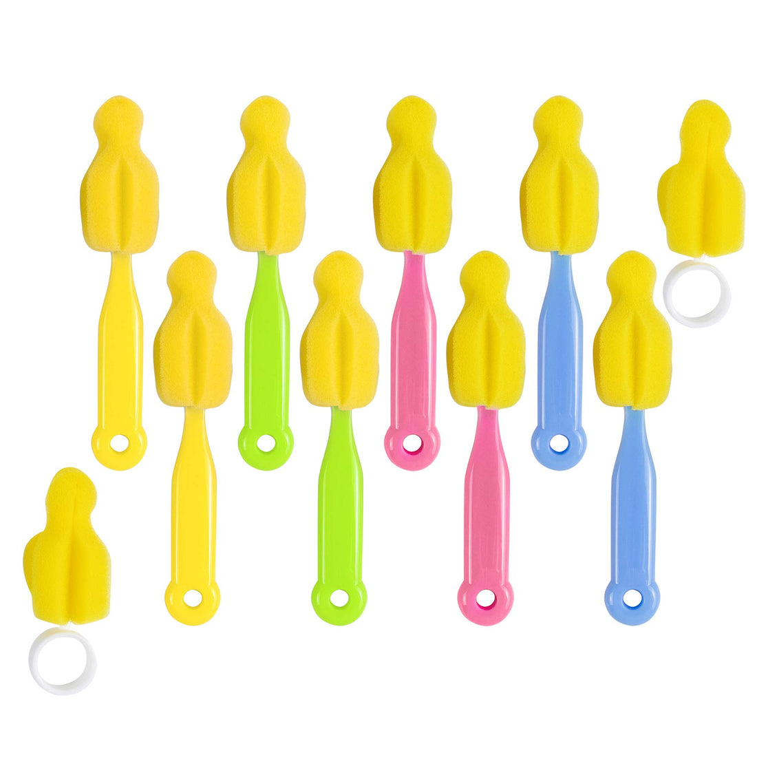 AUEAR, Milk Bottle Nipple Brushes Pacifier Sponge Cleaning Small Brush Cleaner Set for Bottles and Accessories (10 Pcs)