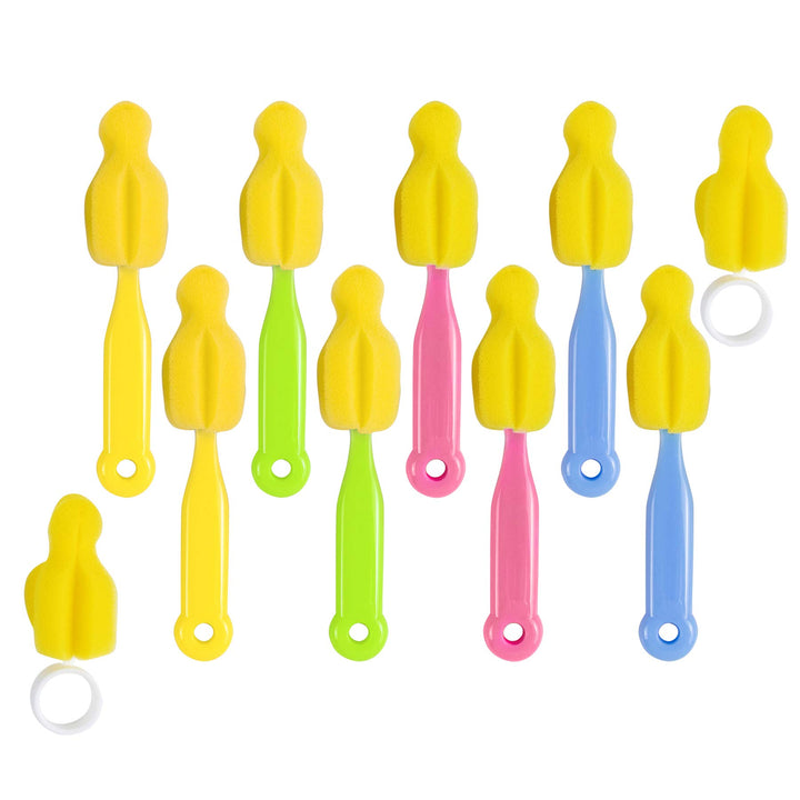 AUEAR, Milk Bottle Nipple Brushes Pacifier Sponge Cleaning Small Brush Cleaner Set for Bottles and Accessories (10 Pcs)