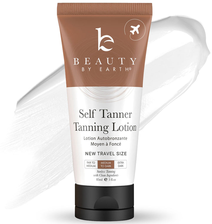 Tanning Lotion Self Tanner - USA Made with Natural & Organic Ingredients, Travel Size Self Tan Lotion, Non Toxic Gradual Tanning Moisturizer, Sunless Tanner for Fake Tan for Women & Men