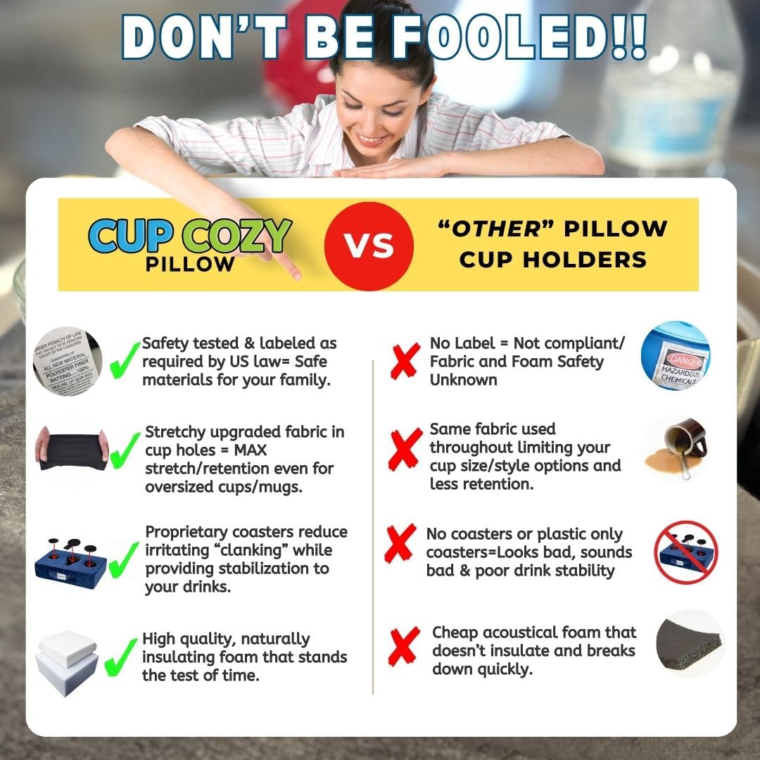 The Original Cup Cozy Pillow Gray-As Seen on TV-The World's Best Couch/Bed/Car Cup Holder for Drinks/Snacks/Remotes! (Brown)