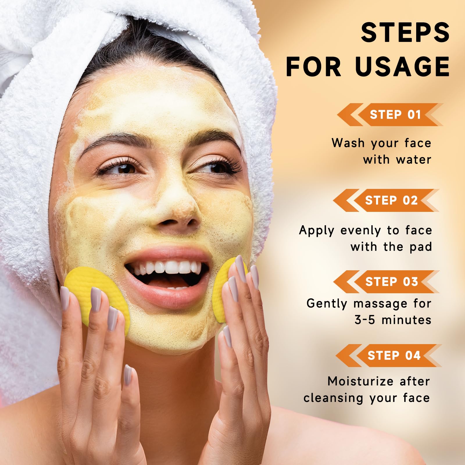 Turmeric Kojic Acid Cleansing Pads, Turmeric Face Scrub Pads Enriched with Kojic Acid and Turmeric, 60PCS