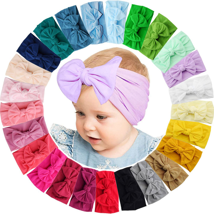 NAIRUA Headband, 25 Colors Baby Girls 4.5 inches Hair Bows Super Soft Stretchy Hair Turban Head Wraps for Infant Newborn Toddlers and Kids