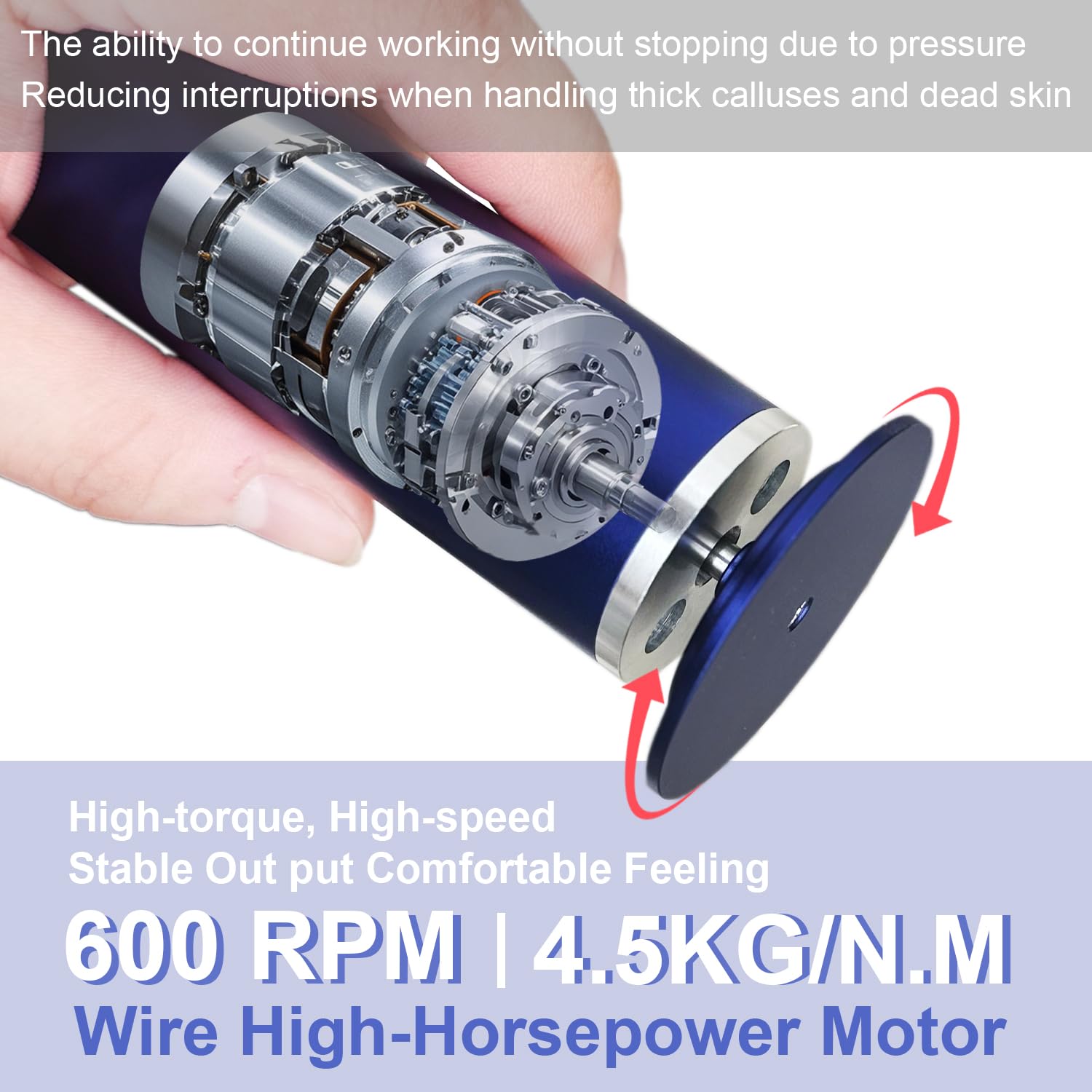 HayZBao Electric Foot File - High Torque,Callus Remover for Feet,Adjustable Speed Foot File with 60 Pcs Sandpaper Discs,Professional Pedicure Tool for Dead Skin and Calluses (Blue)