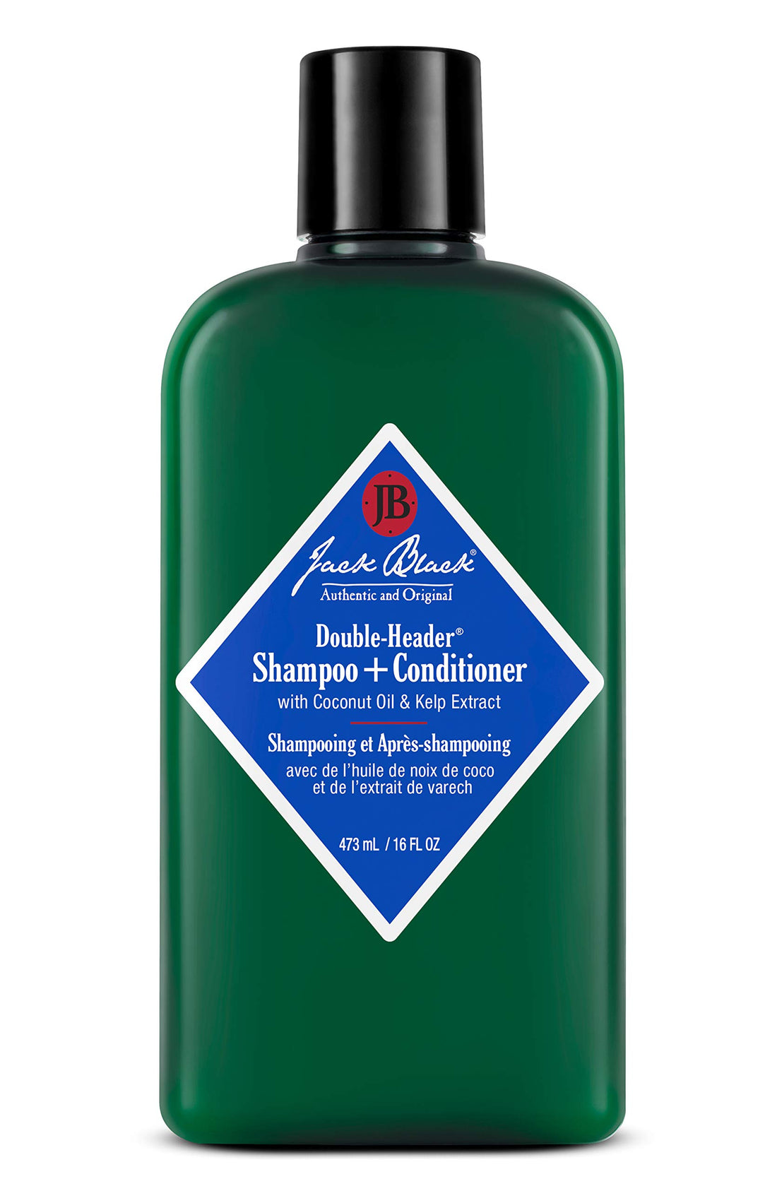JACK BLACK - Double-Header Shampoo + Conditioner - PureScience Formula, Coconut Oil and Kelp Extract, Sulfate-Free, Removes Oil and Product Buildup, Lightly Conditions and Soothes, 16 oz.