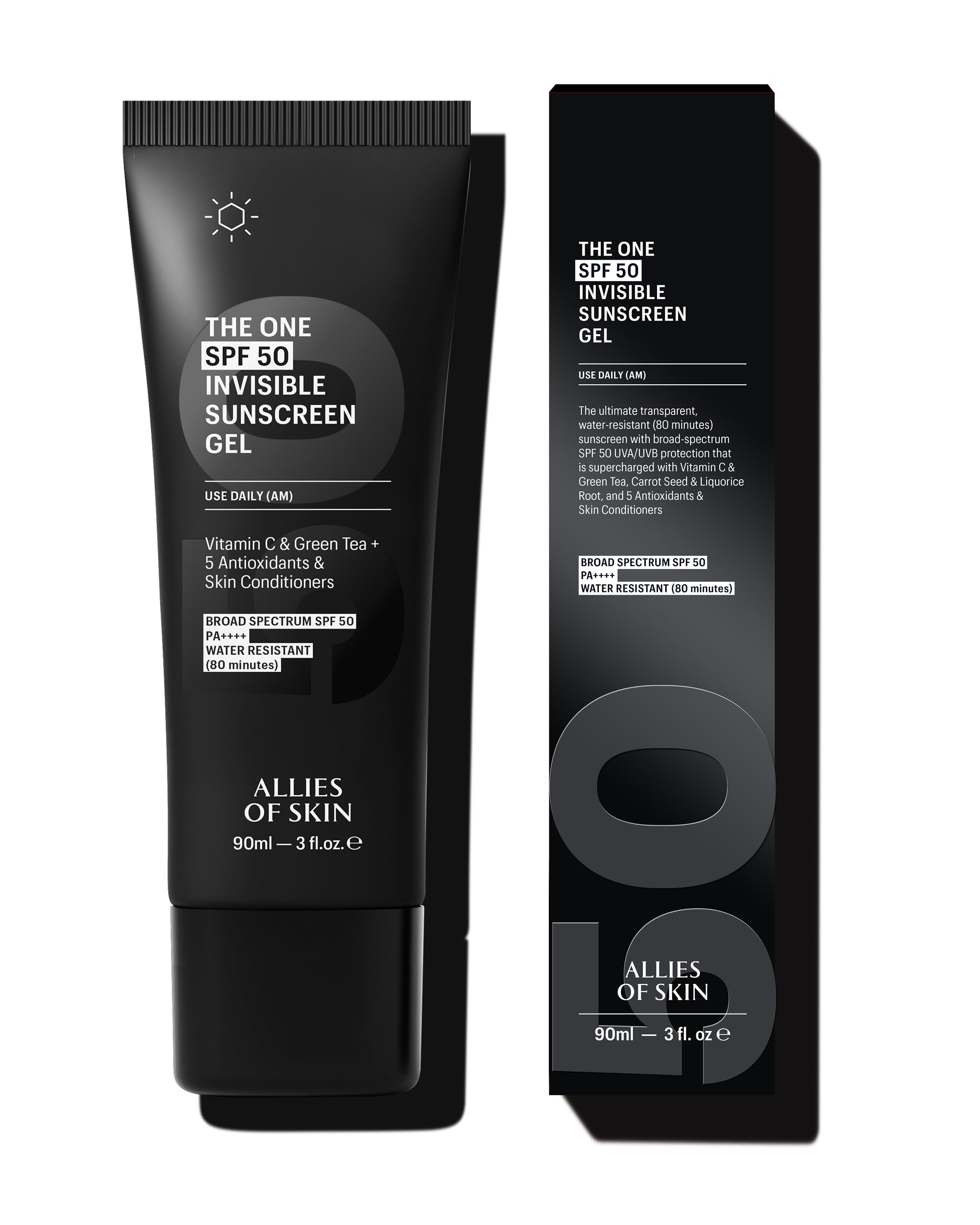 Allies of Skin Daily Face Sunscreen SPF 50, Jumbo | Zero White Cast Lightweight Gel Formula | Dermatologist Tested Under Makeup Primer| Water-Resistant & PA++++ Broad Spectrum UVA/UVB (3 fl oz)