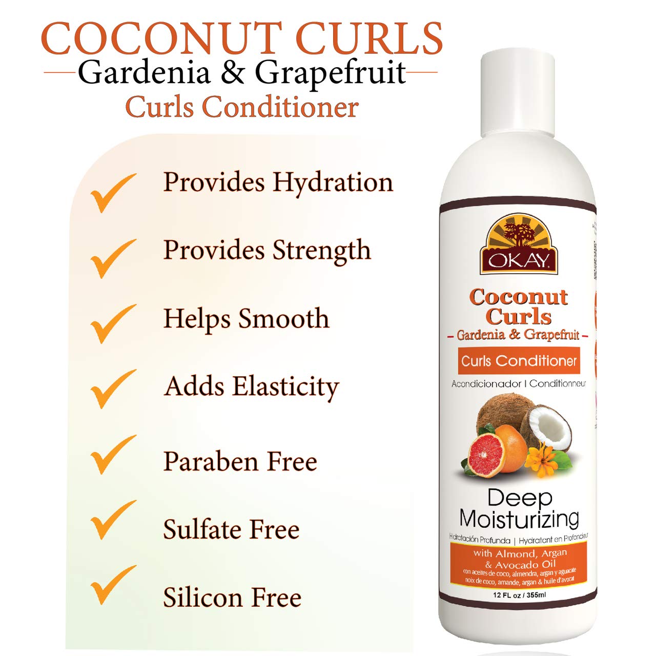 Okay Coconut Conditioner Gardenia & Grapefruit C 12 Ounce