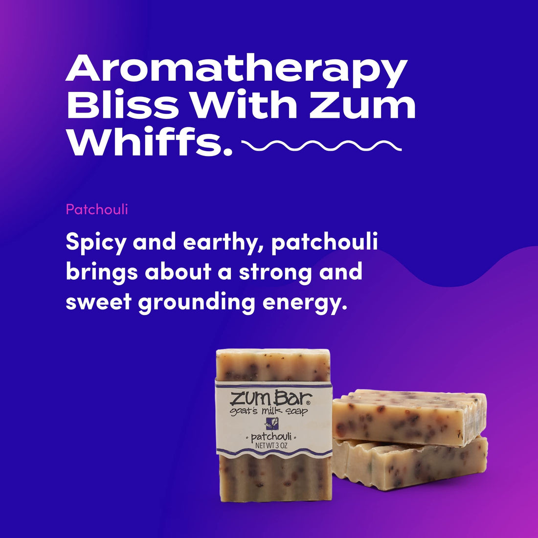 Indigo Wild: Zum Bar Goat's Milk Soap Bar, Patchouli 3 oz (3 pack)