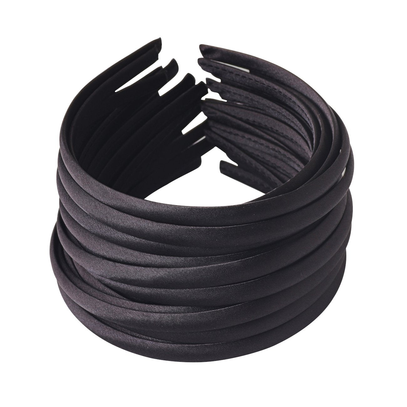 20Pcs Black: Candygirl Girls' Diy Satin Covered Headbands 1Cm Width 36Cm Circle Size (20Pcs Black)