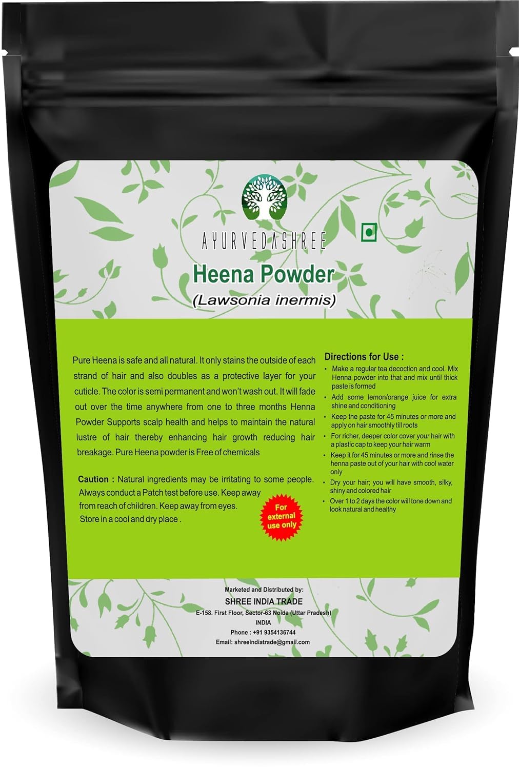AYURVEDASHREE Natural & Pure Henna (Lawsonia Inermis) 50 Gm | Triple Sifted Red Hair Color | No Chemicals or Additives