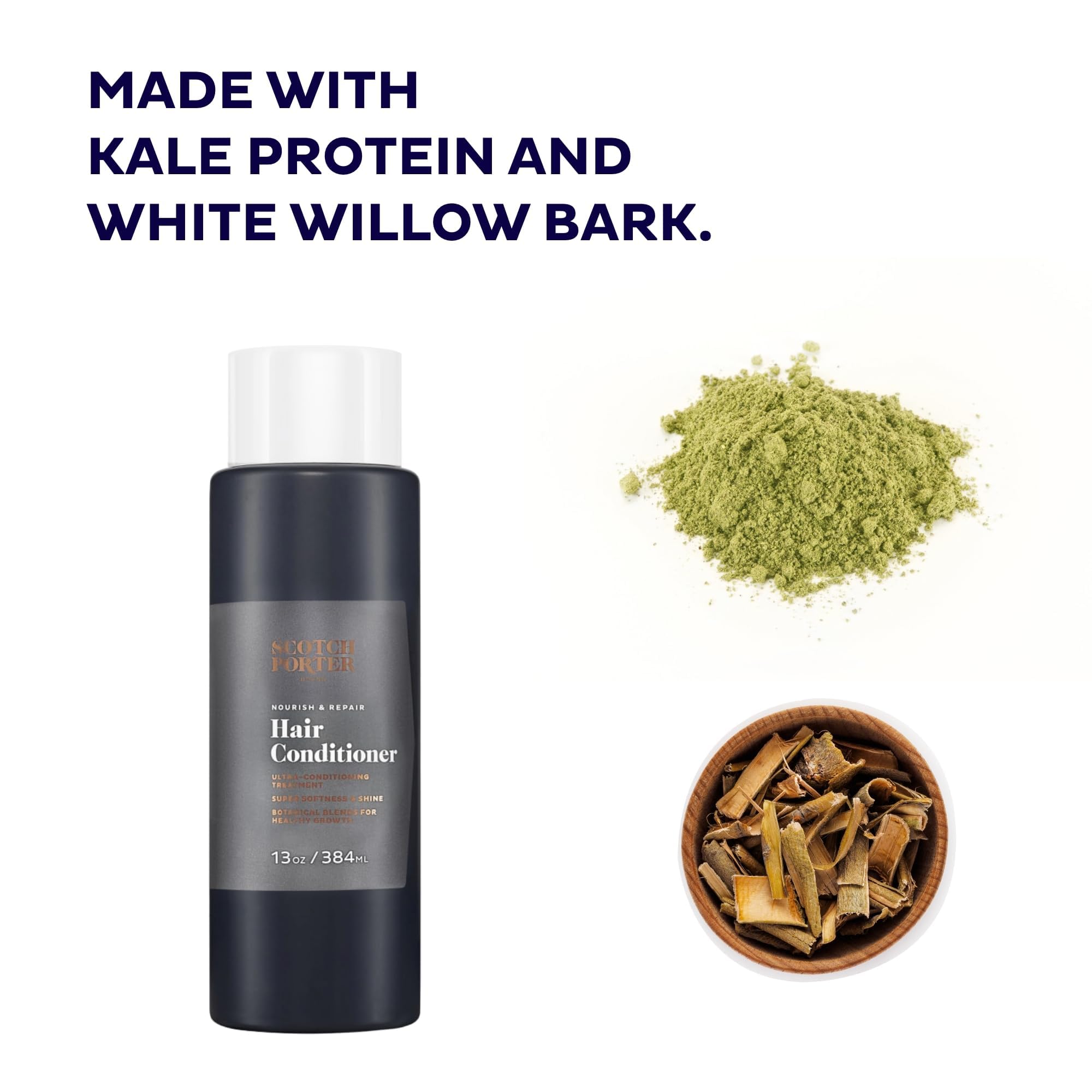 Scotch Porter Curls & Waves Hair Conditioner for Men | Strengthens, Softens & Prevents Frizz | Free of Parabens, Sulfates & Silicones | Vegan | 13oz Bottle