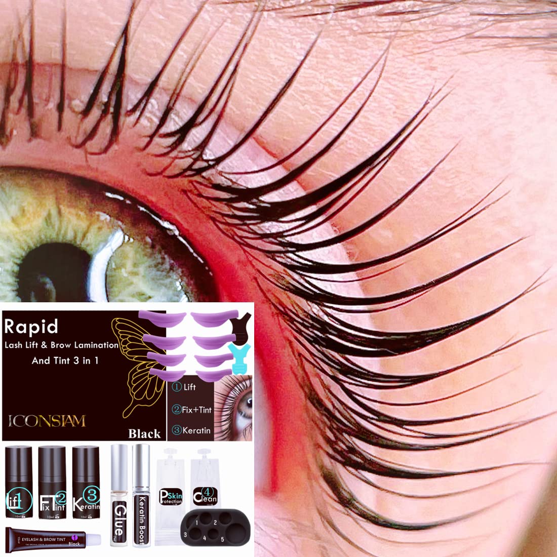 Lash Lift Brow Lamination 2 in 1, Rapid Eyelash and Eyebrow Lifting Kit, DIY Perming Lashes at Home Or Salon Usage Be Eye Voluminous for 6 Weeks about 10 Applications (Black Lash lift&Brow lamination)