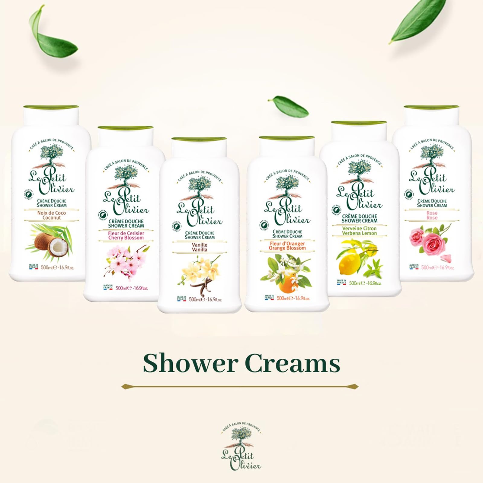 Le Petit Olivier Shower Cream, Cherry Blossom, 16.9 oz - Moisturizing Cream for Sensitive Skin - Natural Extracts - Enriched with Glycerin - pH Neutral - Soap-Free - Dye-Free - In-Shower Body Cream