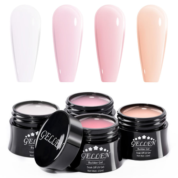 Gellen New Soak Off UV Builder Gel Set, (15ml, 4 Colors)
