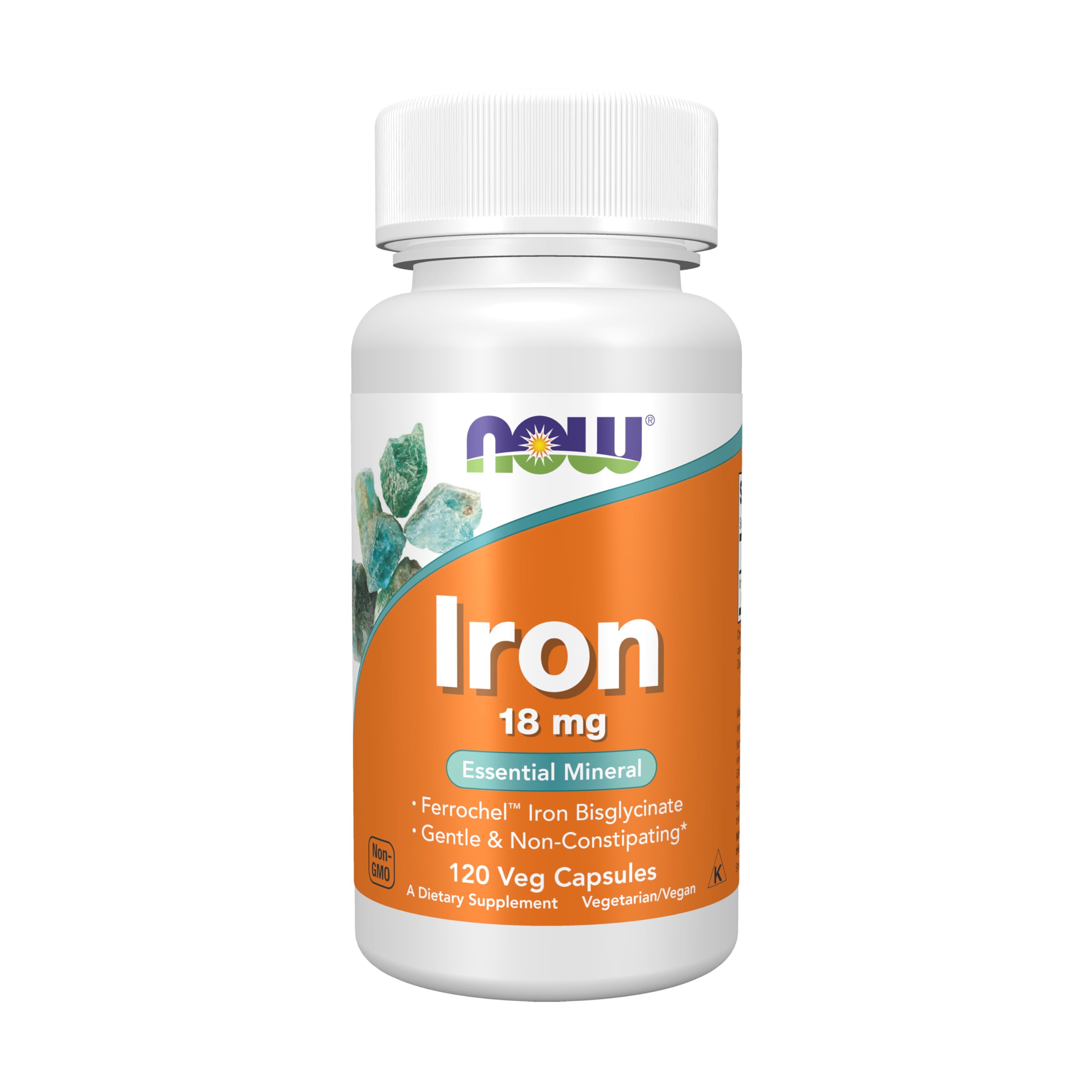 NOW Foods Supplements, Iron 18 mg, Non-Constipating*, Essential Mineral, 120 Veg Capsules