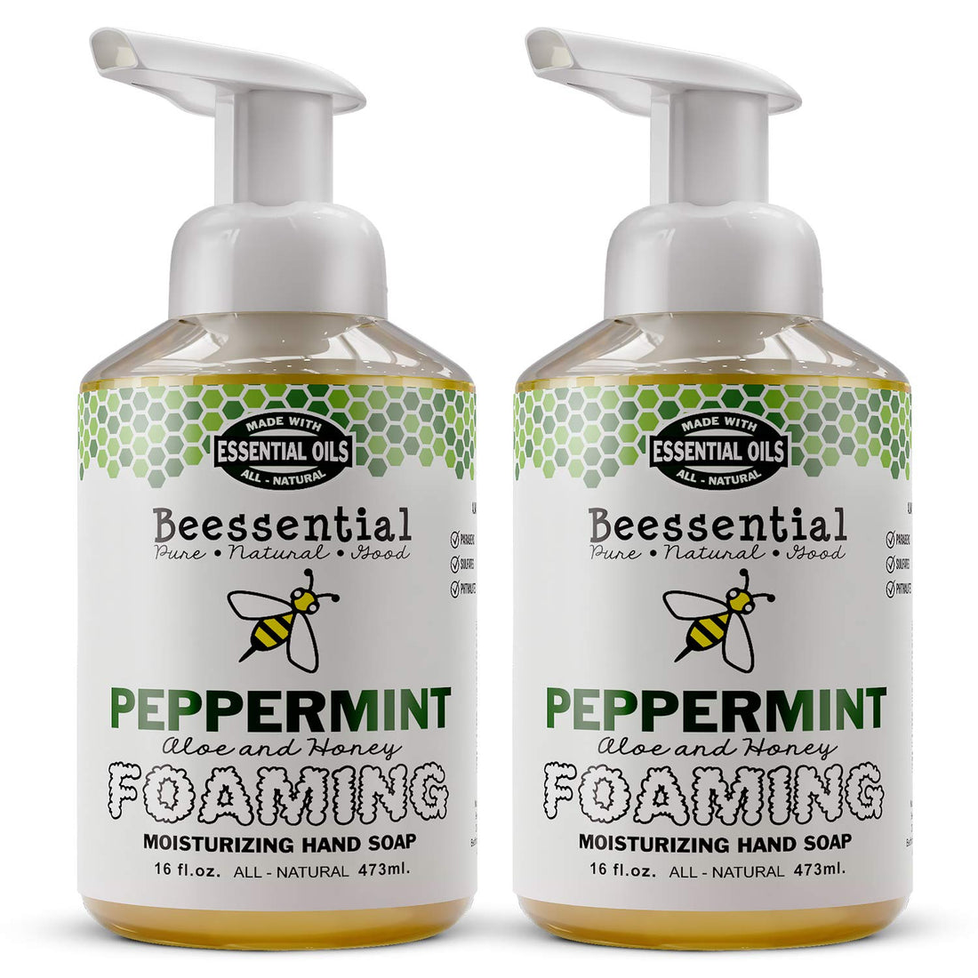 Peppermint , 32 Ounce : Beessential Refreshing Foaming Hand Soap 2 Pack, Peppermint, 32 Ounce