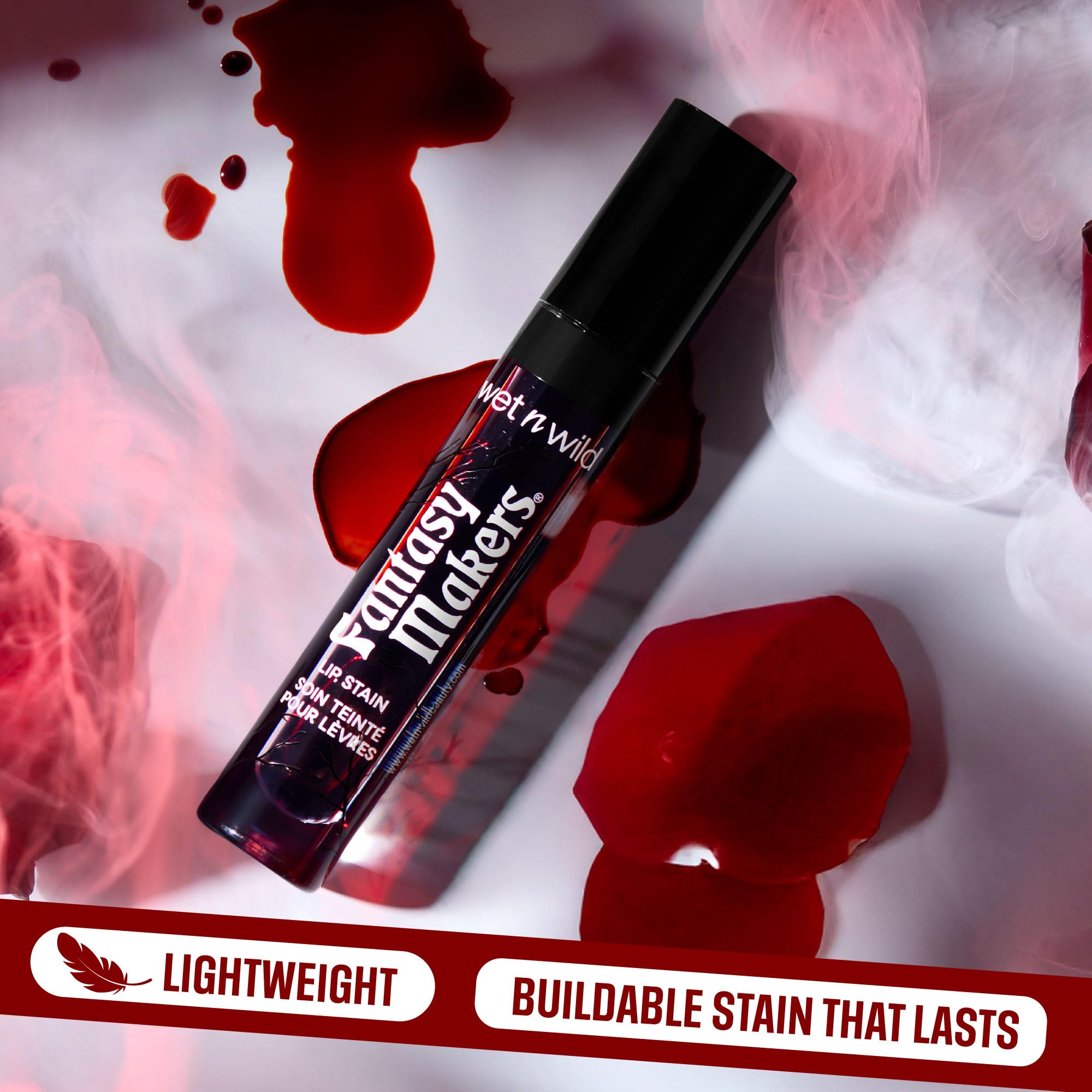 wet n wild Halloween Fantasy Makers Lip Stain, Long lasting Buildable Color, Weightless Formula, Cruelty-Free - Vampire's Bite