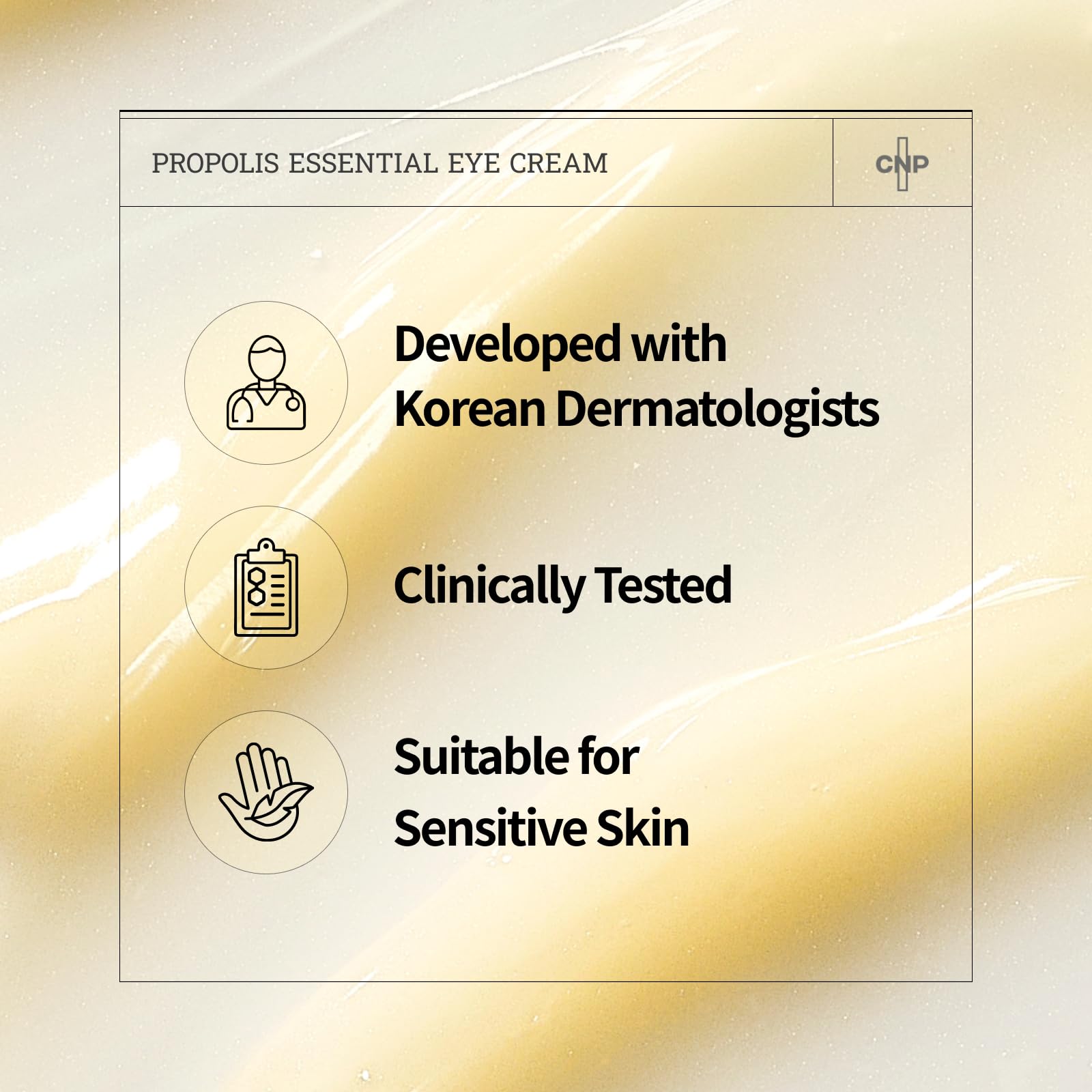 CNP Propolis Eye Cream (1.7 fl.oz / 50ml) - Nourishing Eye Cream with Propolis Extract, Ceramide, Lightweight Cream Texture, Firming Wrinkles, Gifts for Women, Korean Skin Care