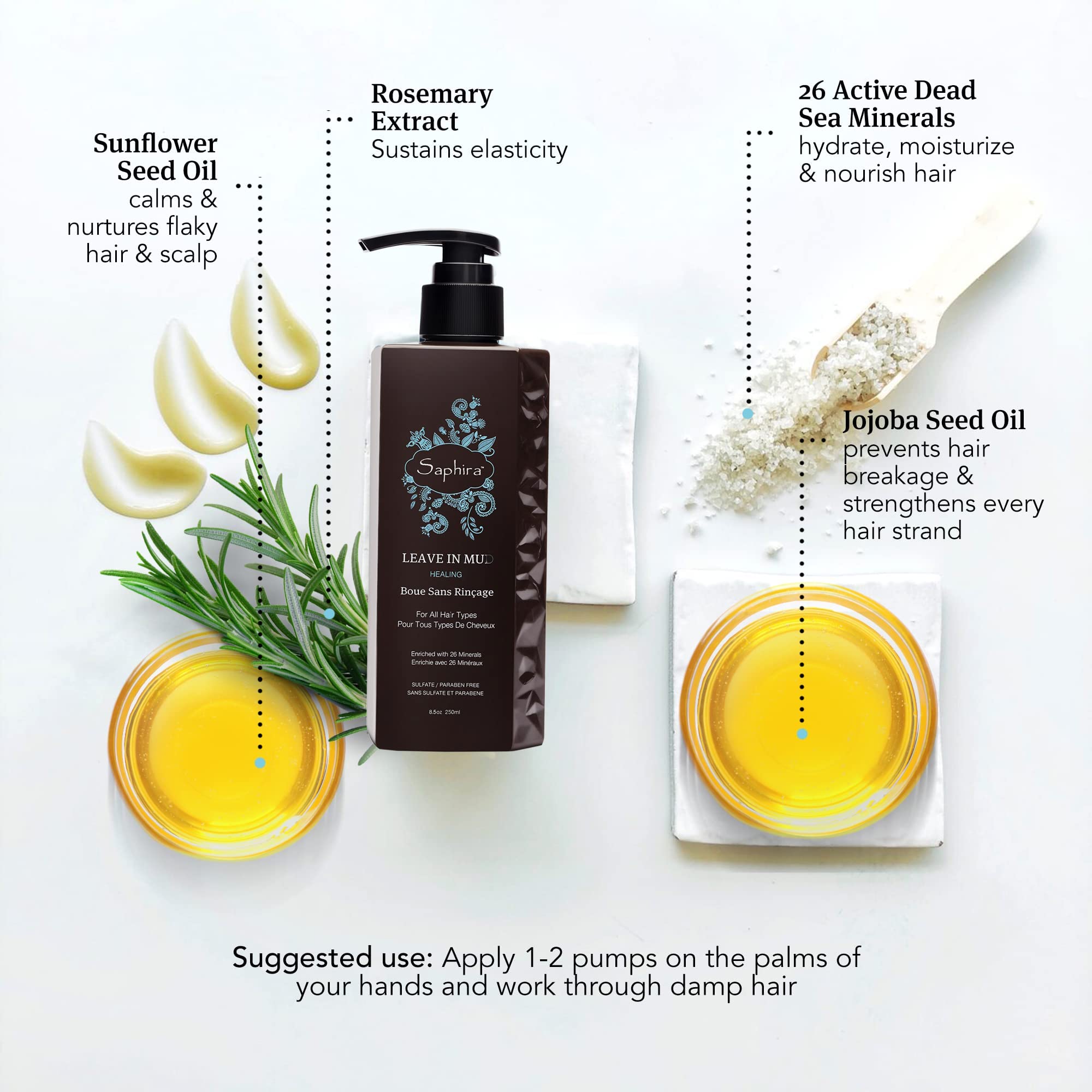 Saphira Leave in Mud - For Normal to Dry Hair - 250 ml / 8.5 oz.