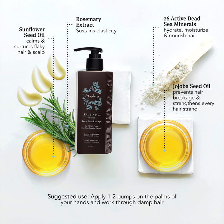 Saphira Leave in Mud - For Normal to Dry Hair - 250 ml / 8.5 oz.