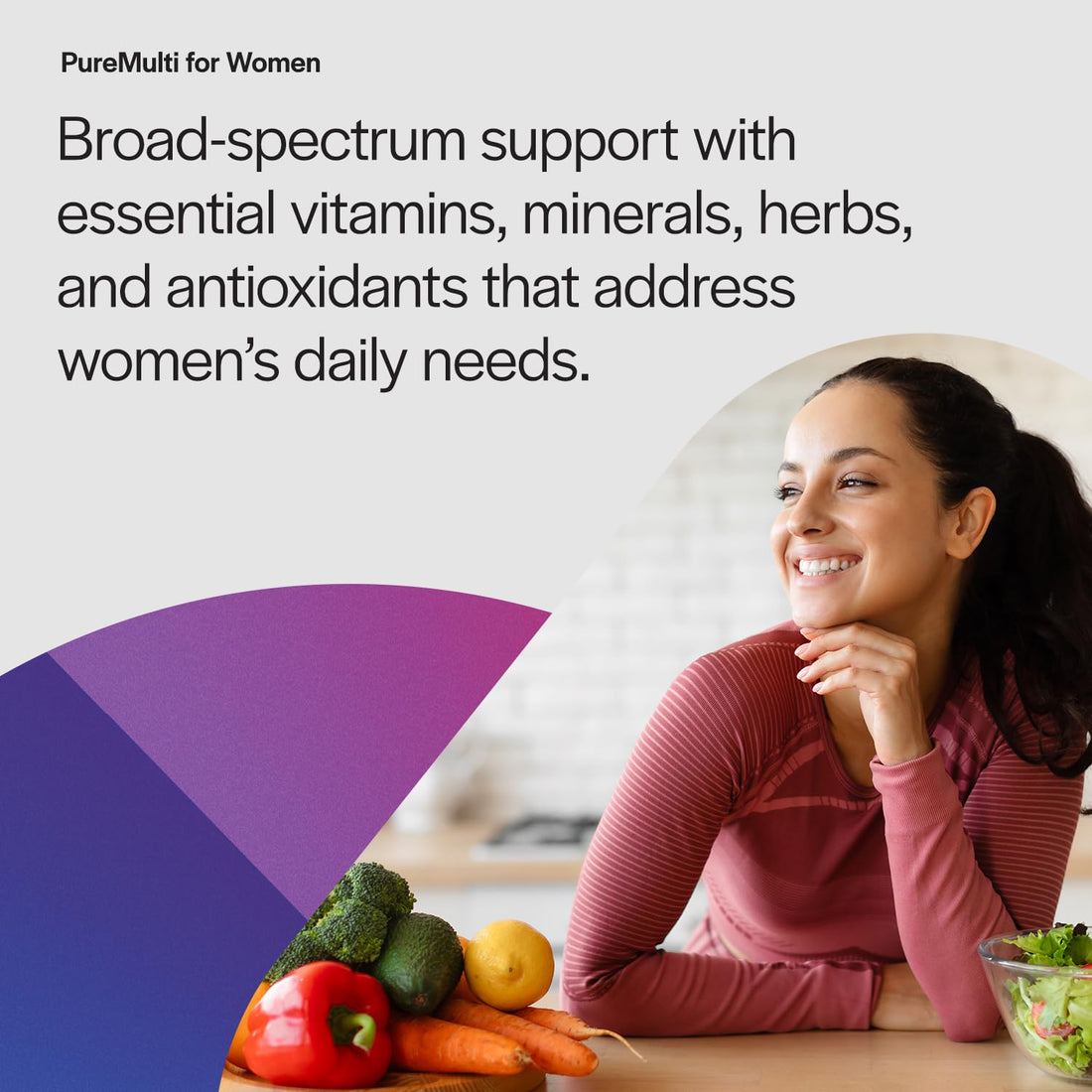 PureFormulas PureMulti for Women - Comprehensive Multivitamin for Women with Essential Nutrients and Herbal Support Womens Daily Multivitamins for Nutritional Support Non-GMO - 120 Capsules