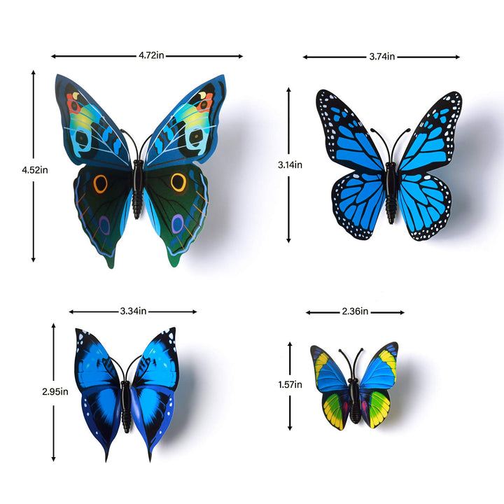 24pcs 3D Vivid Special Man-Made Lively Butterfly Art DIY Decor Wall Stickers Decals Nursery Decoration, Bathroom Décor, Office Décor, 3D Wall Art, 3D Crafts for Wall Art Kids Room Bedroom