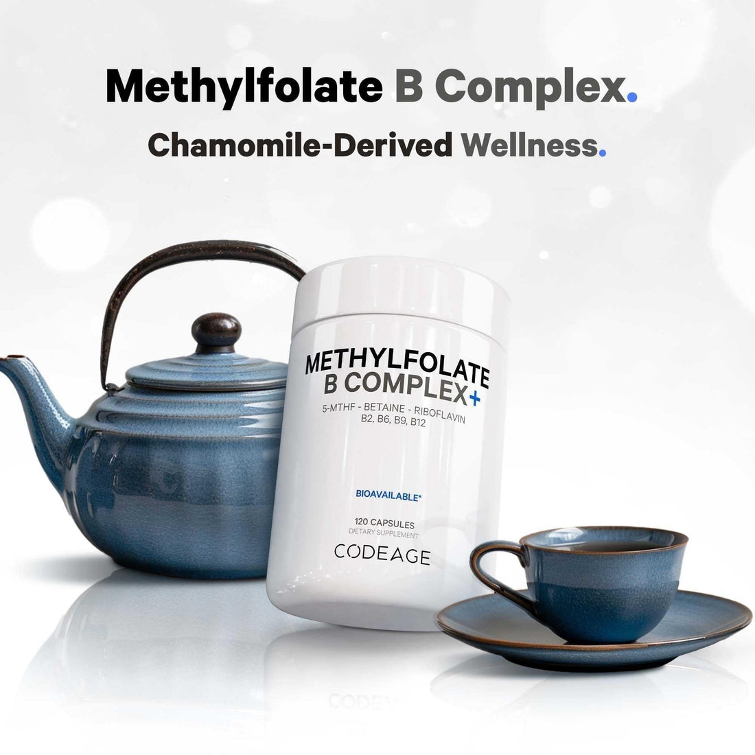 Codeage Methylfolate B Complex Supplements - 5 MTHF, Methylcobalamin 1000mcg Methylated Vitamin B12, Riboflavin, Betaine, Vitamins B6, Methylation Cycle MTHFR - 2 Months - 120 Capsules