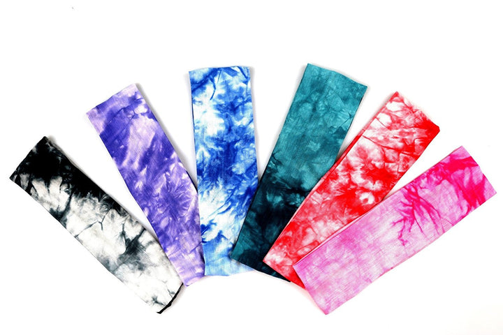 12 Pack Cotton Headbands by Teemico - Tie Dye Headbands Cotton Stretch Headbands Elastic Yoga Hairband for Teens Girls Women Exercise Running Sports Hair Wrap Accessories