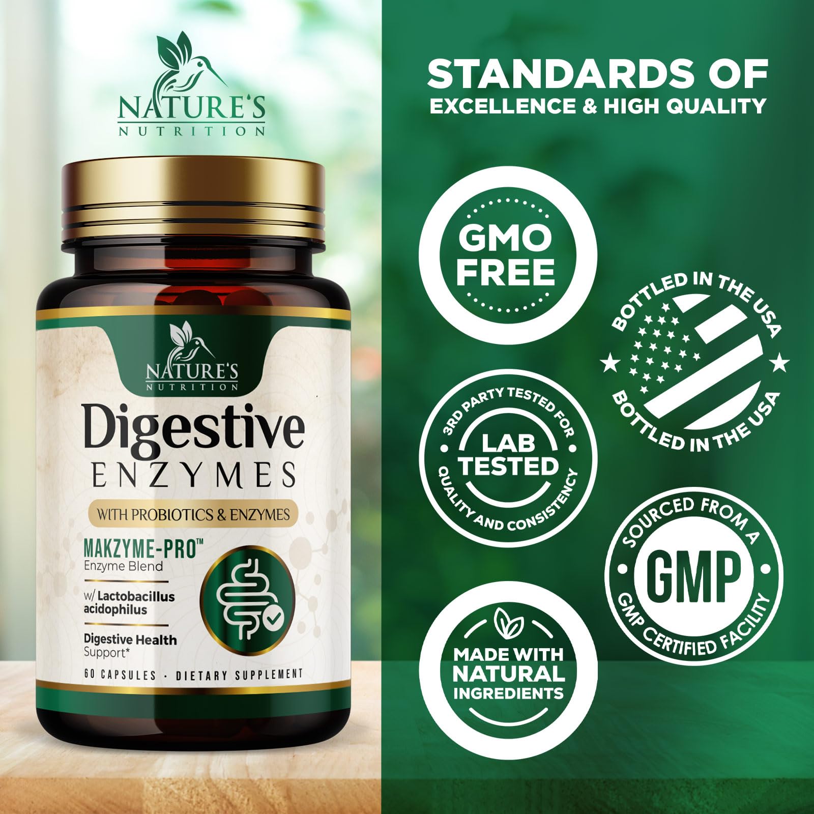 Digestive Enzymes with Probiotics - Probiotic Multi Enzymes with Probiotics and Prebiotics for Digestive Health and Bloating Relief for Women and Men, Daily Enzymes for Gut & Digestion - 60 Capsules