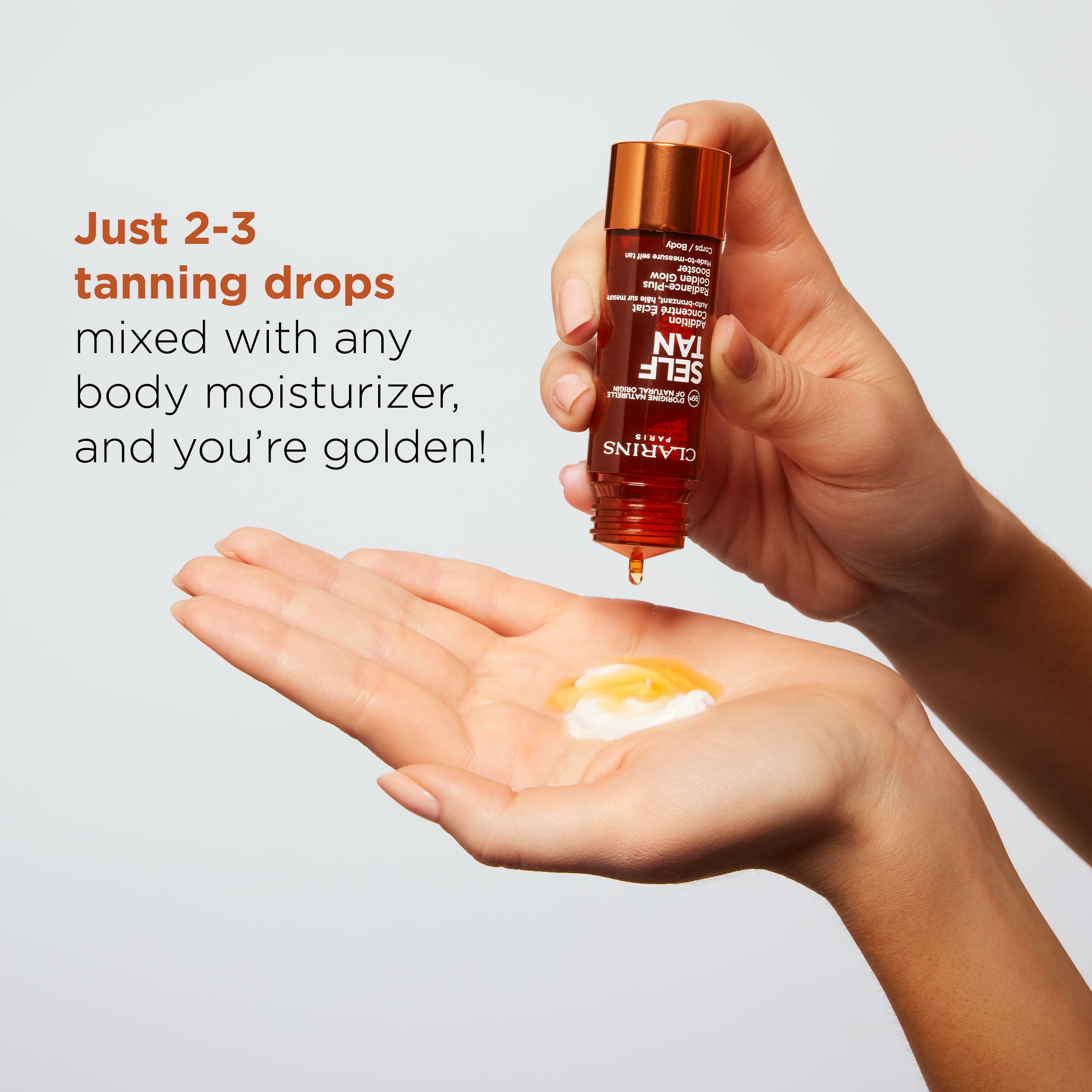 Clarins Self Tanning Body Booster | Self Tanning Drops For Body To Mix With Moisturizer | Natural, Long-Lasting, Streak-Free, Buildable Tan | Hydrates | Non-Staining | 99% Natural Ingredients | 1 Oz