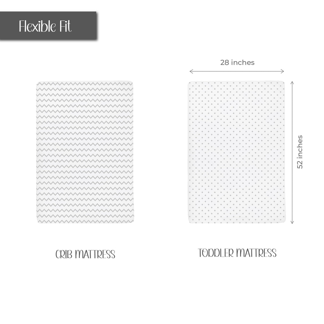 Ely’s & Co. Crib Sheets, Baby Boy/Girl Fitted Crib Mattress Sheet Set, 2 Pack, 100% Jersey Knit Cotton, Infant and Toddler Nursery Bedding, Grey Chevron and Polka Dot Print, 28” x 52”